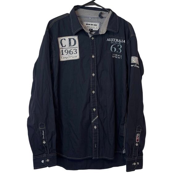 Camp David Australia Men’s Button Down Embroidered Shirt Size XL Graphic Rugby - Picture 2 of 9